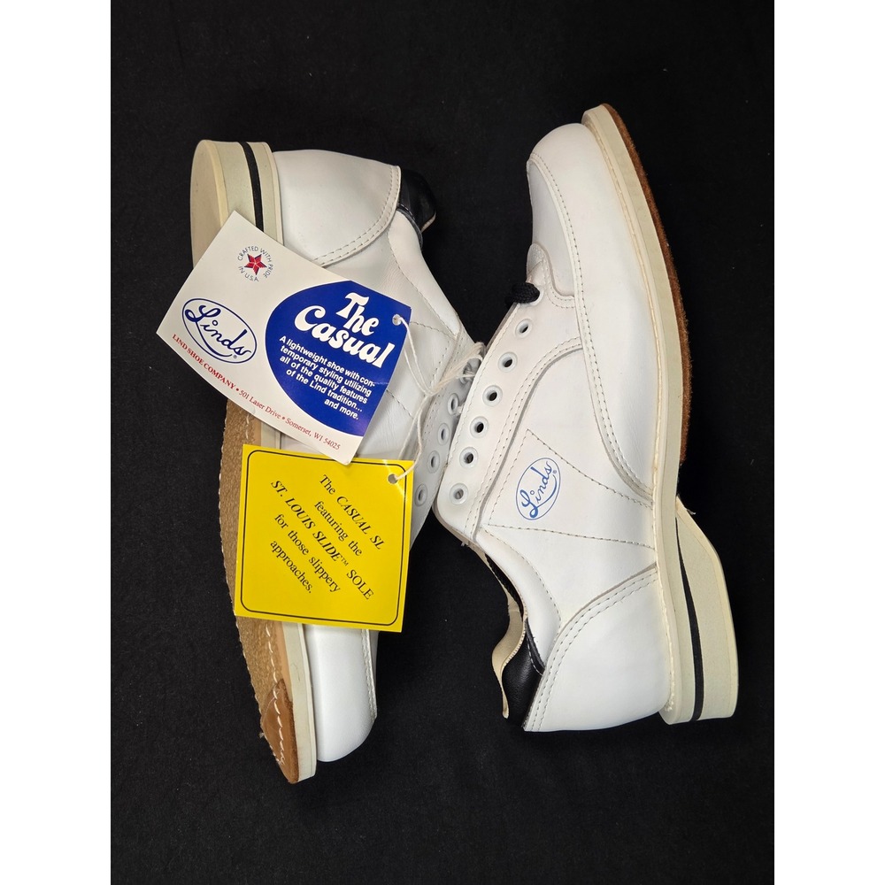Linds The Casual SL Bowling Shoes Womens 5D White Leather St Louis Slide USA NWT